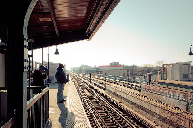An elevated J station in Brooklyn